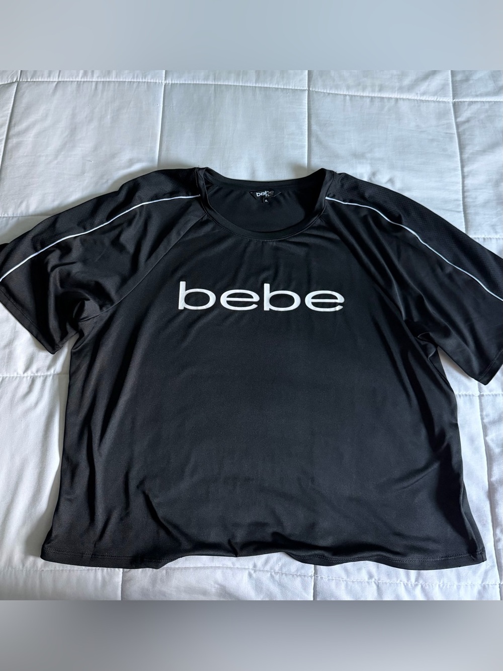 Bebe Black Cropped Athletic Tee - XL